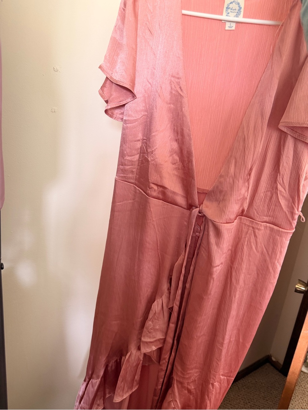 Blue Rain Dusty Rose Satin Wrap Dress